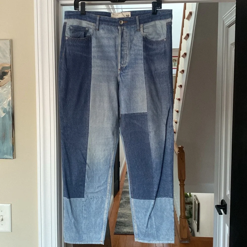 Rag And Bone Patchwork Blue Jeans Miramar Like Size 32